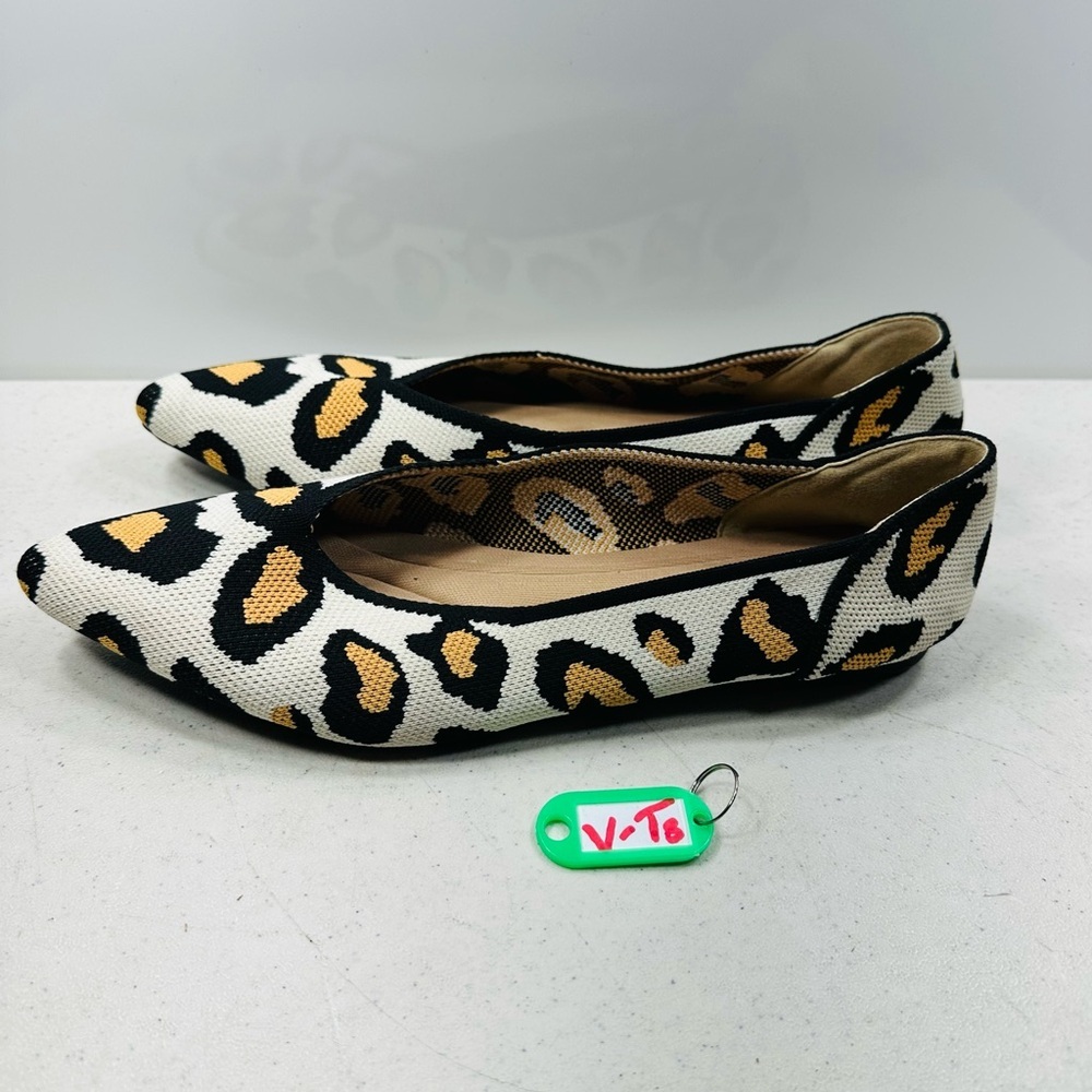 Semwiss Ballet Flats Womens Size 8.8,5(42) Shoes Leopard Print Point Toe Comfort